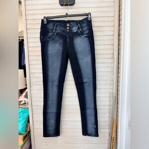 GOGO Star Juniors 17 High-Waist Stretch Denim Jeggings with Triple Button Waist